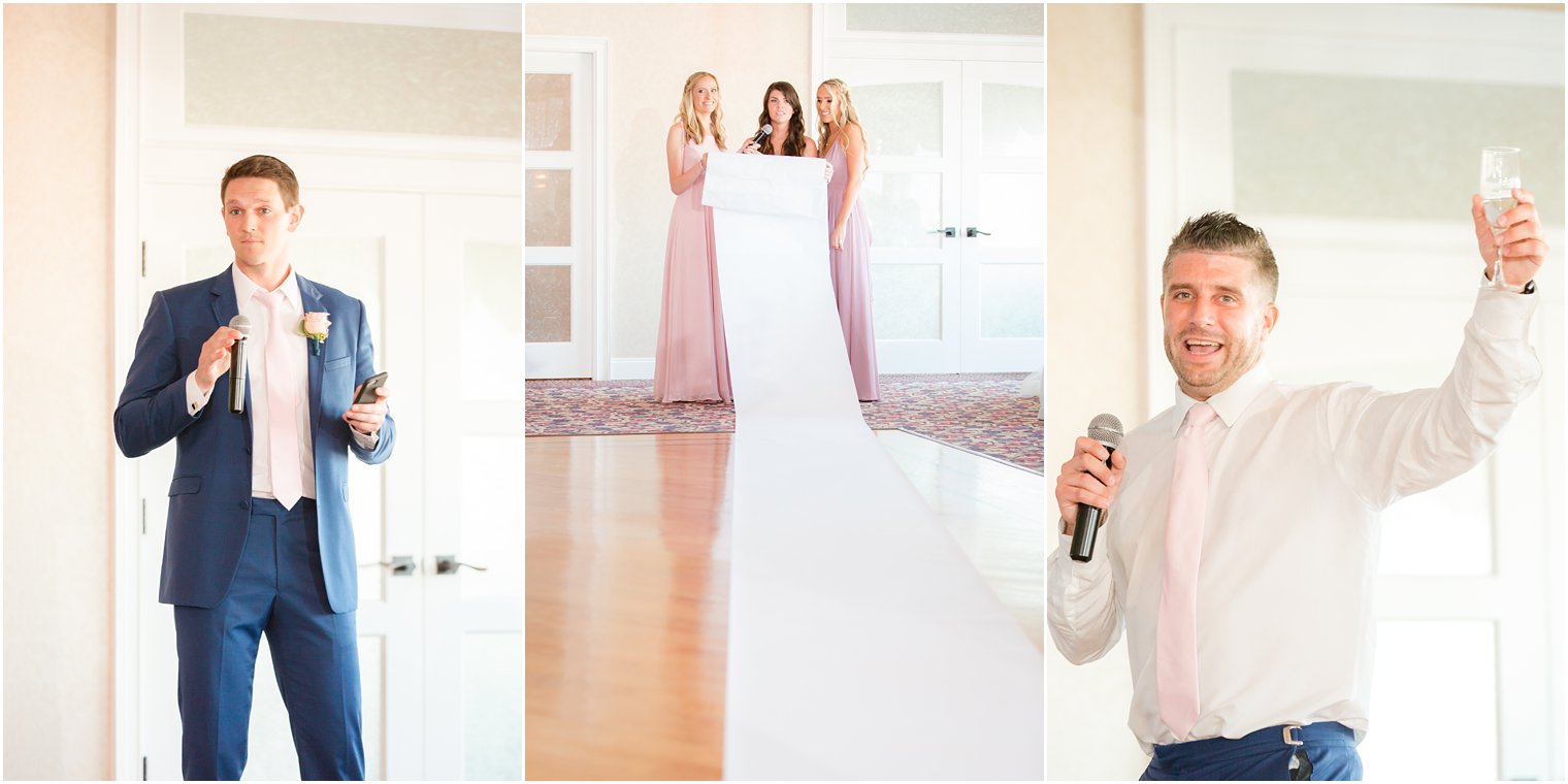 toasts on wedding day at Crystal Point Yacht Club