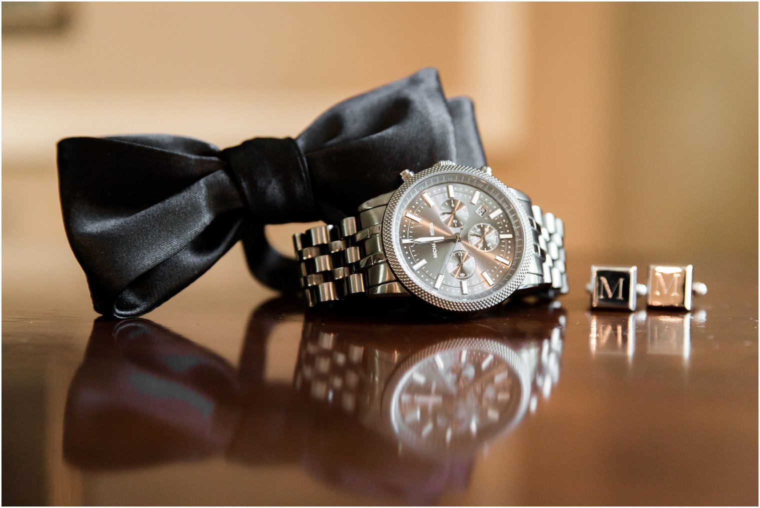 elegant groom cufflinks and watch