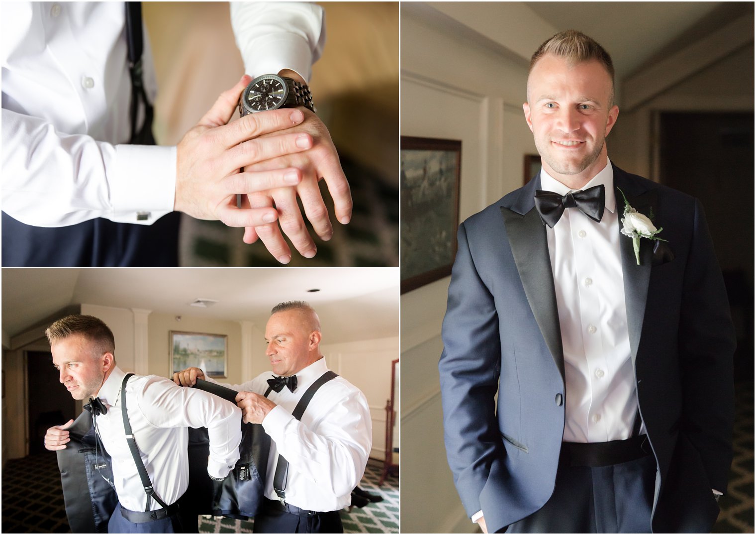 groom getting ready with his father on his wedding day