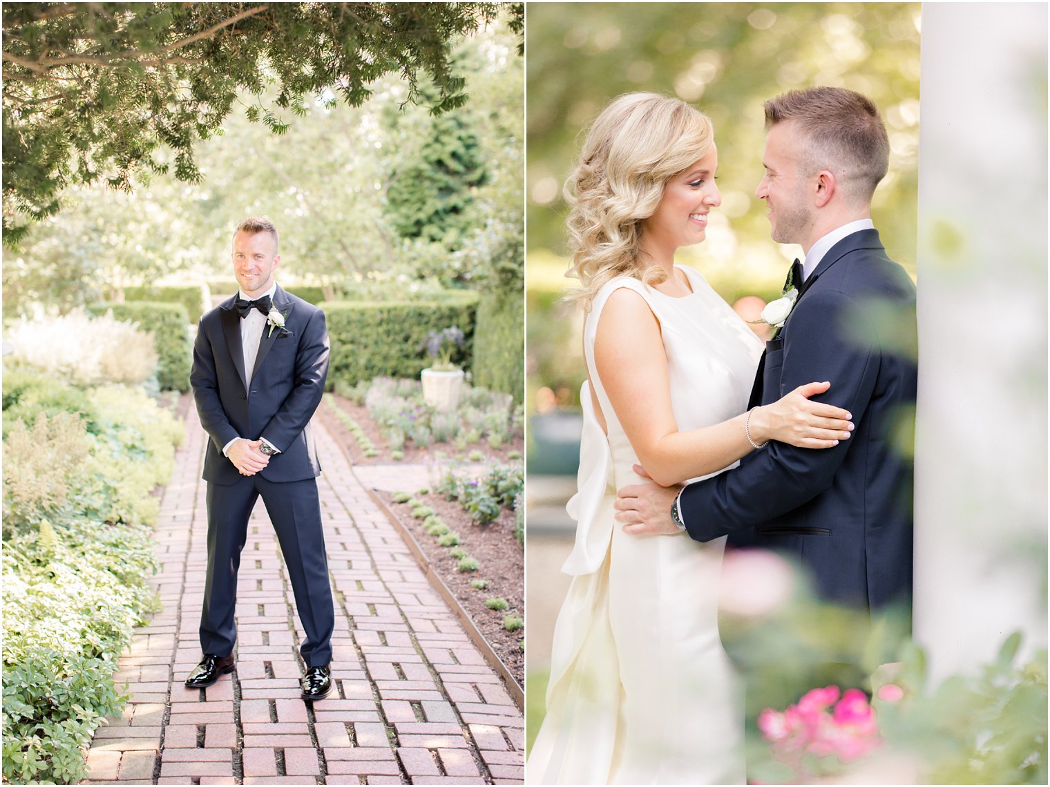 bride and groom portraits at Frelinghuysen Arboretum 