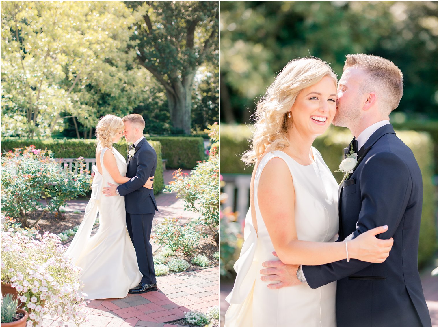 bridal party portraits at Frelinghuysen Arboretum 