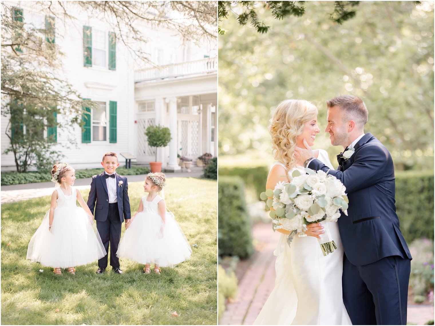 bridal party at Frelinghuysen Arboretum wedding