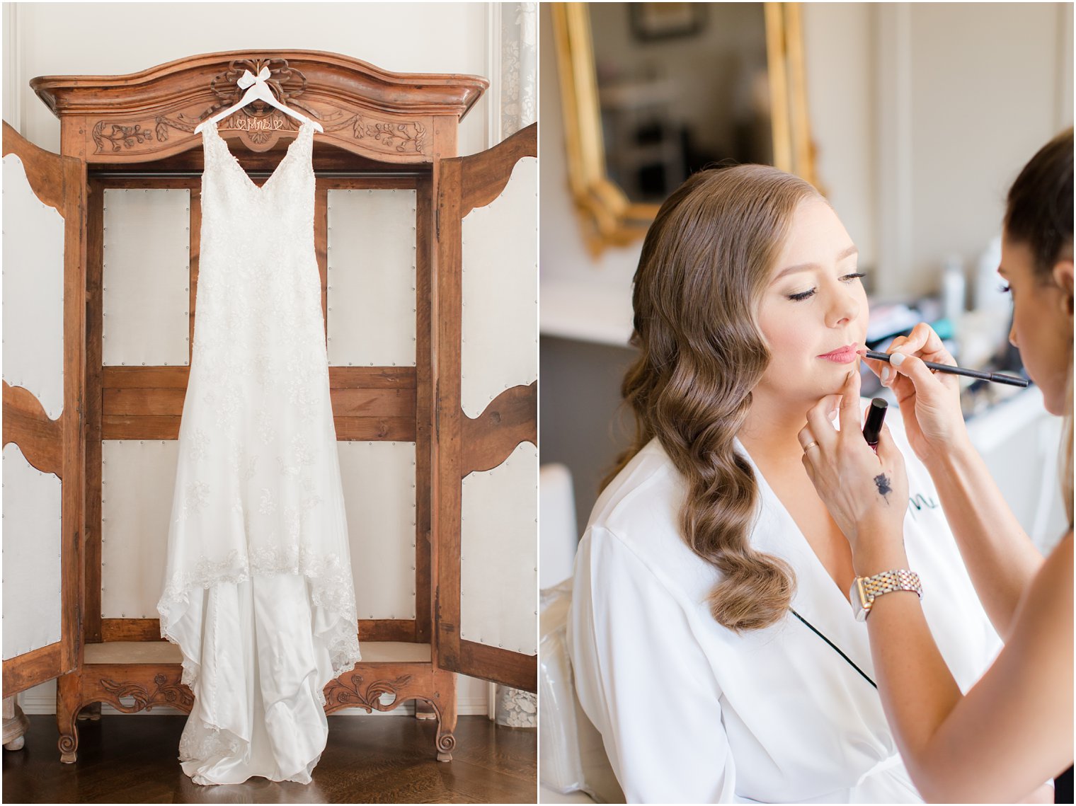 Bride getting ready in Park Chateau bridal suite
