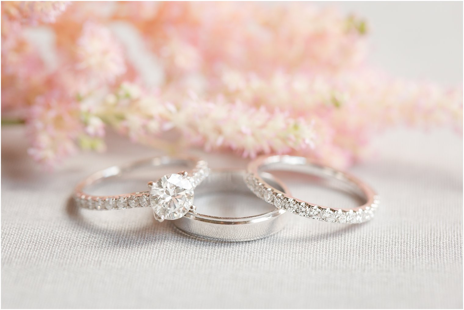 Wedding bands with flowers