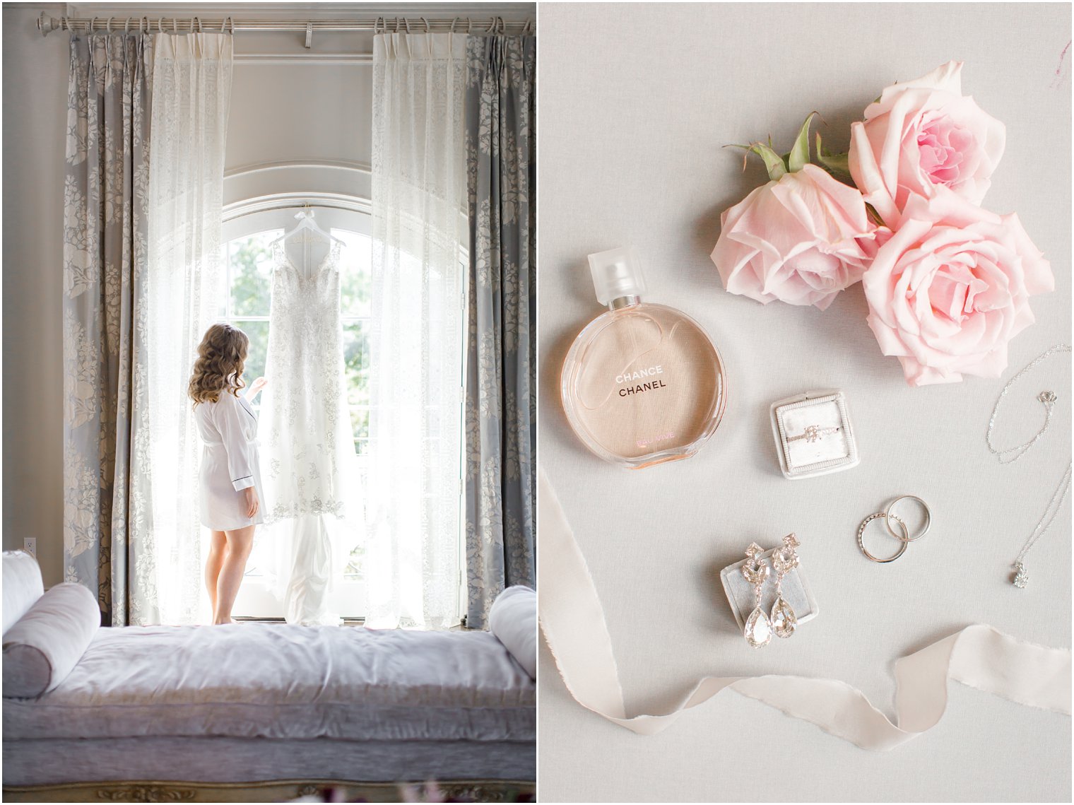 Bride and her dress in Park Chateau bridal suite