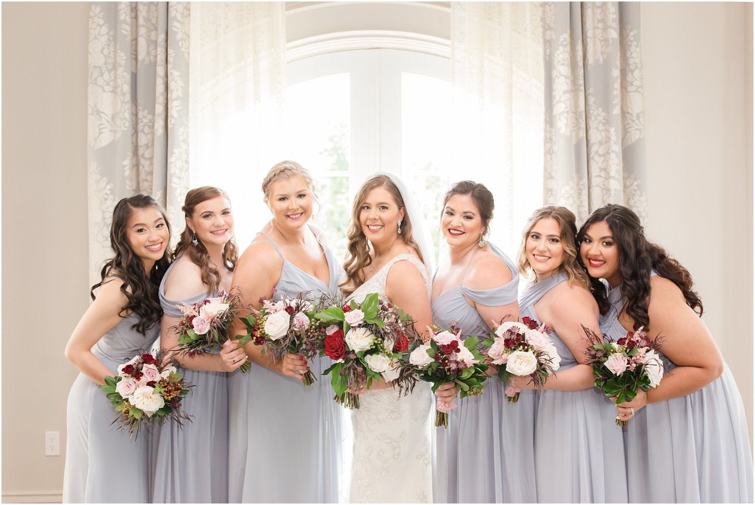 bridesmaids on wedding day