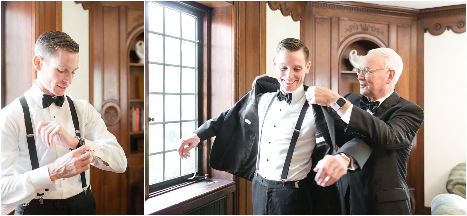 groom getting ready with his father