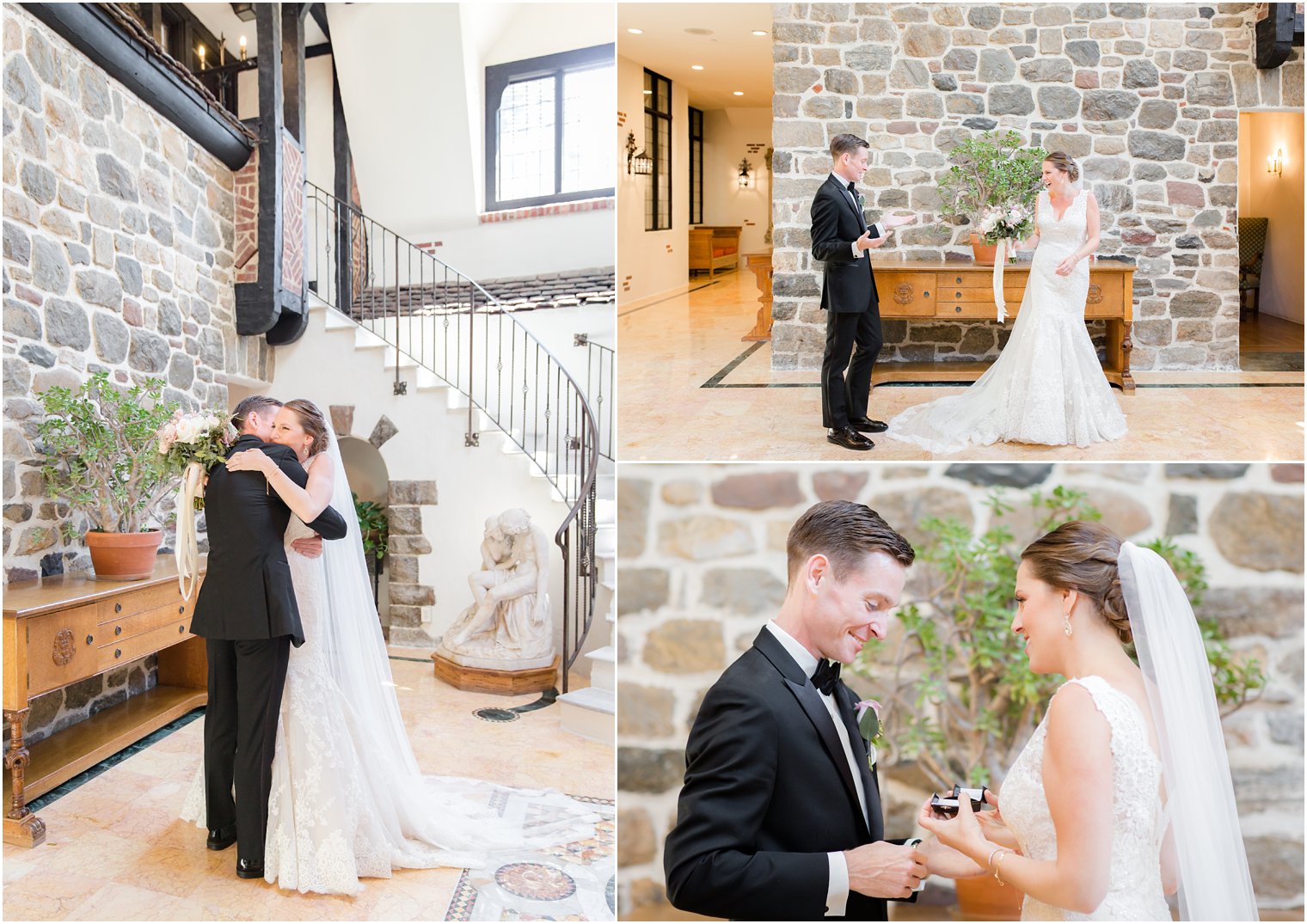 emotional first look with groom