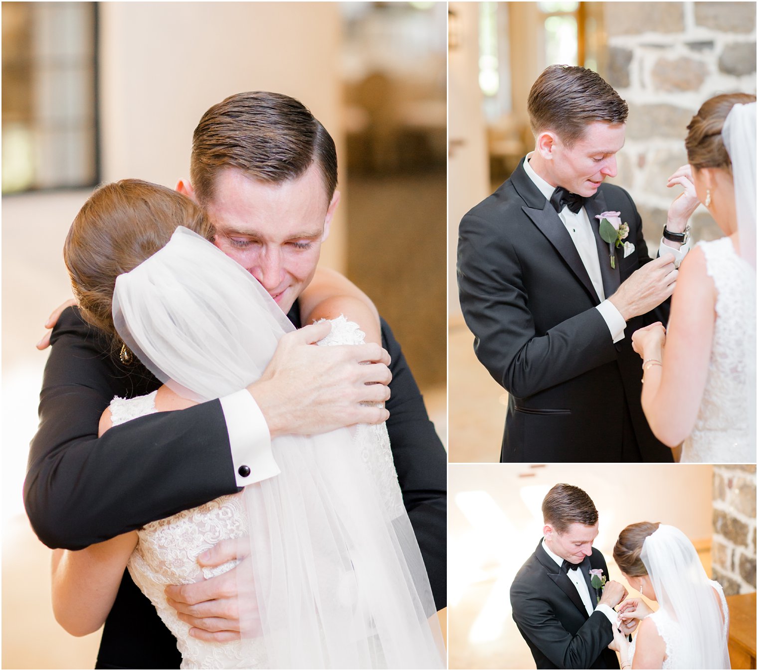 bride giving groom a wedding gift