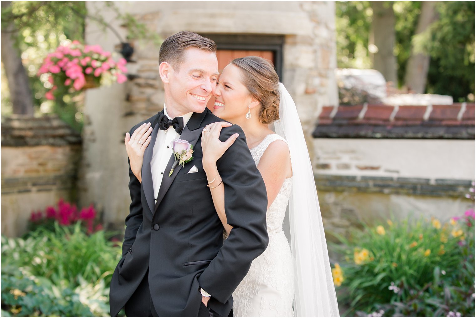 candid moment between bride and groom