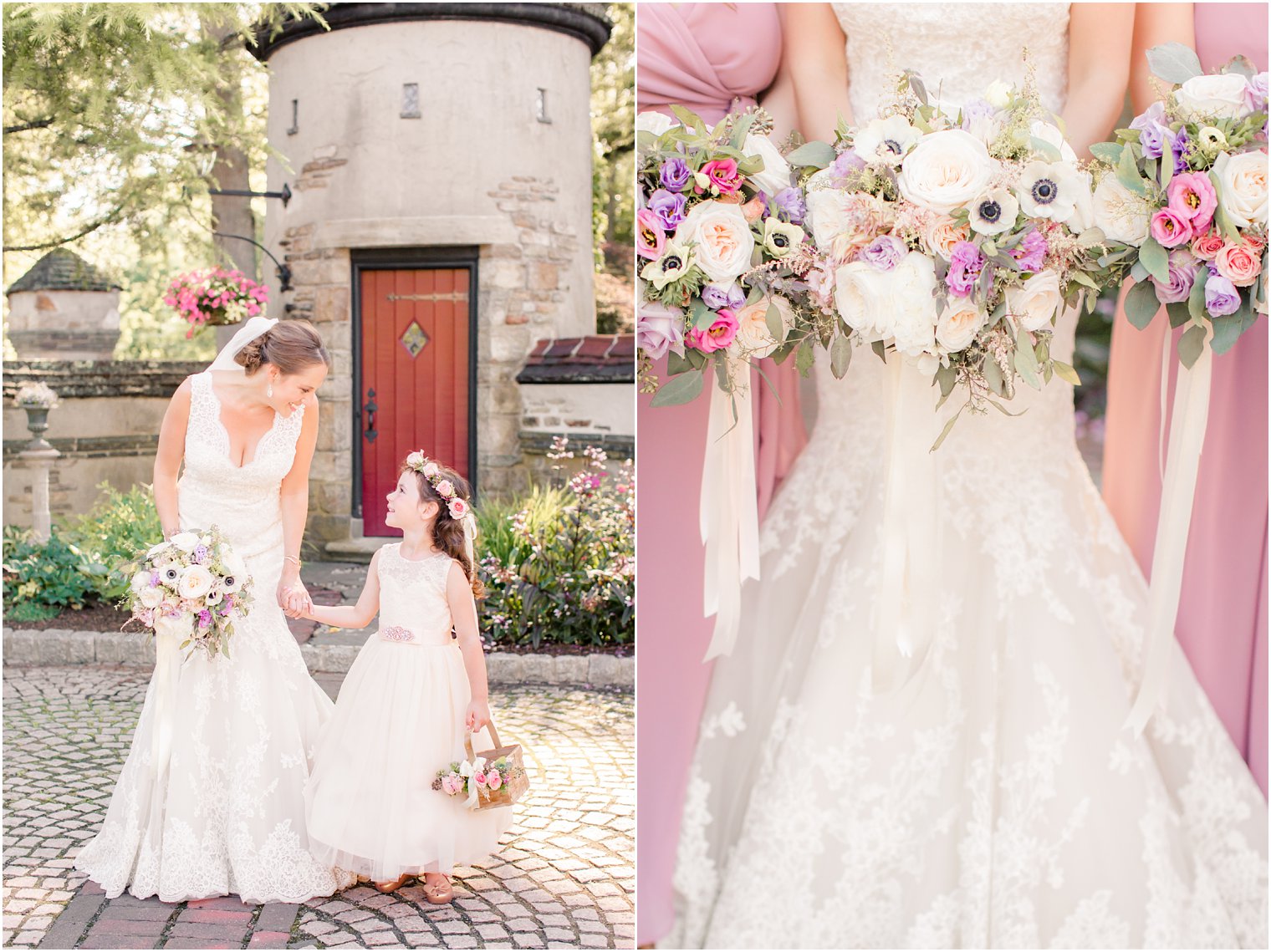 bride and flower girl