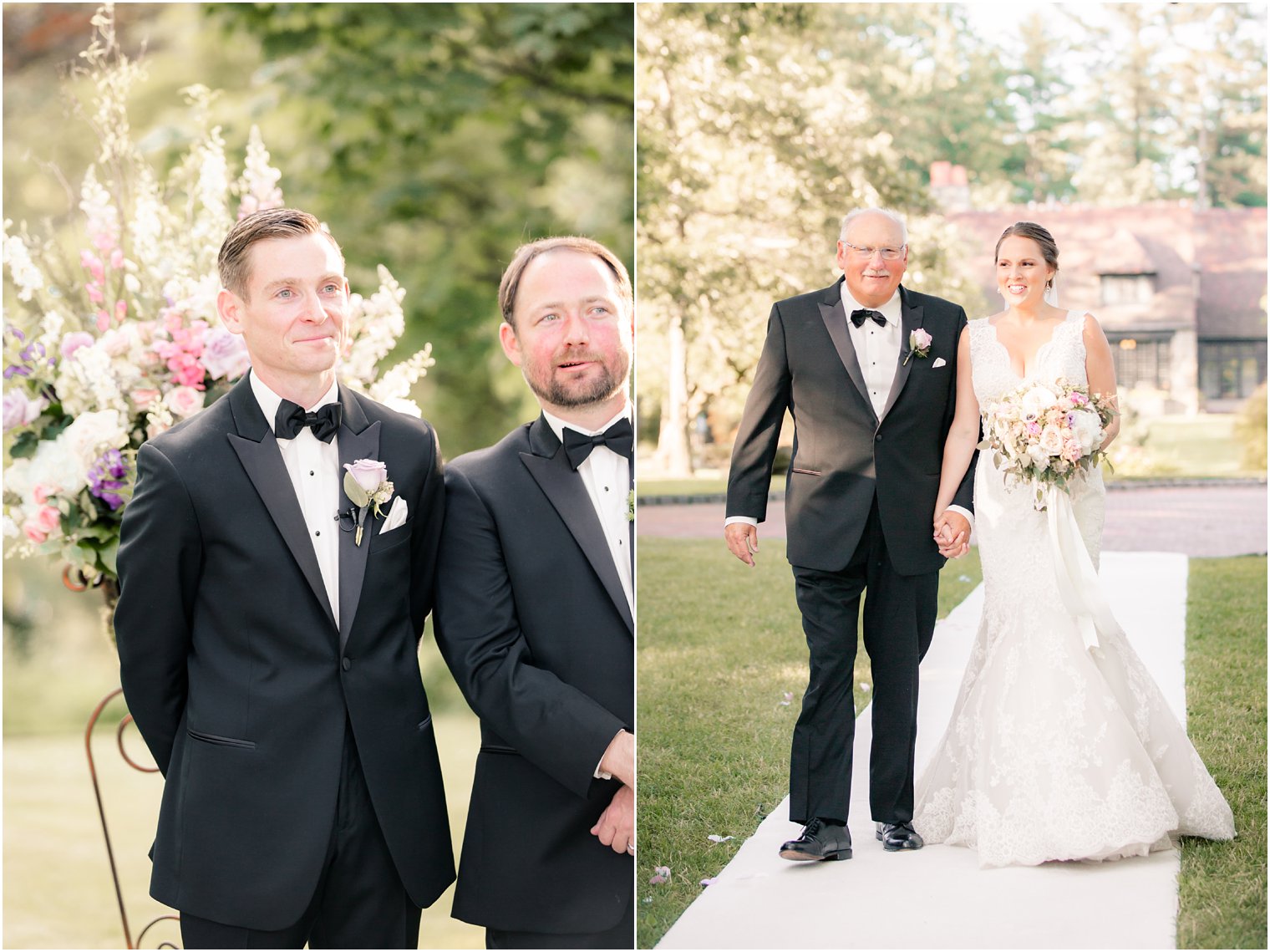 groom seeing his bride walk down the aisle