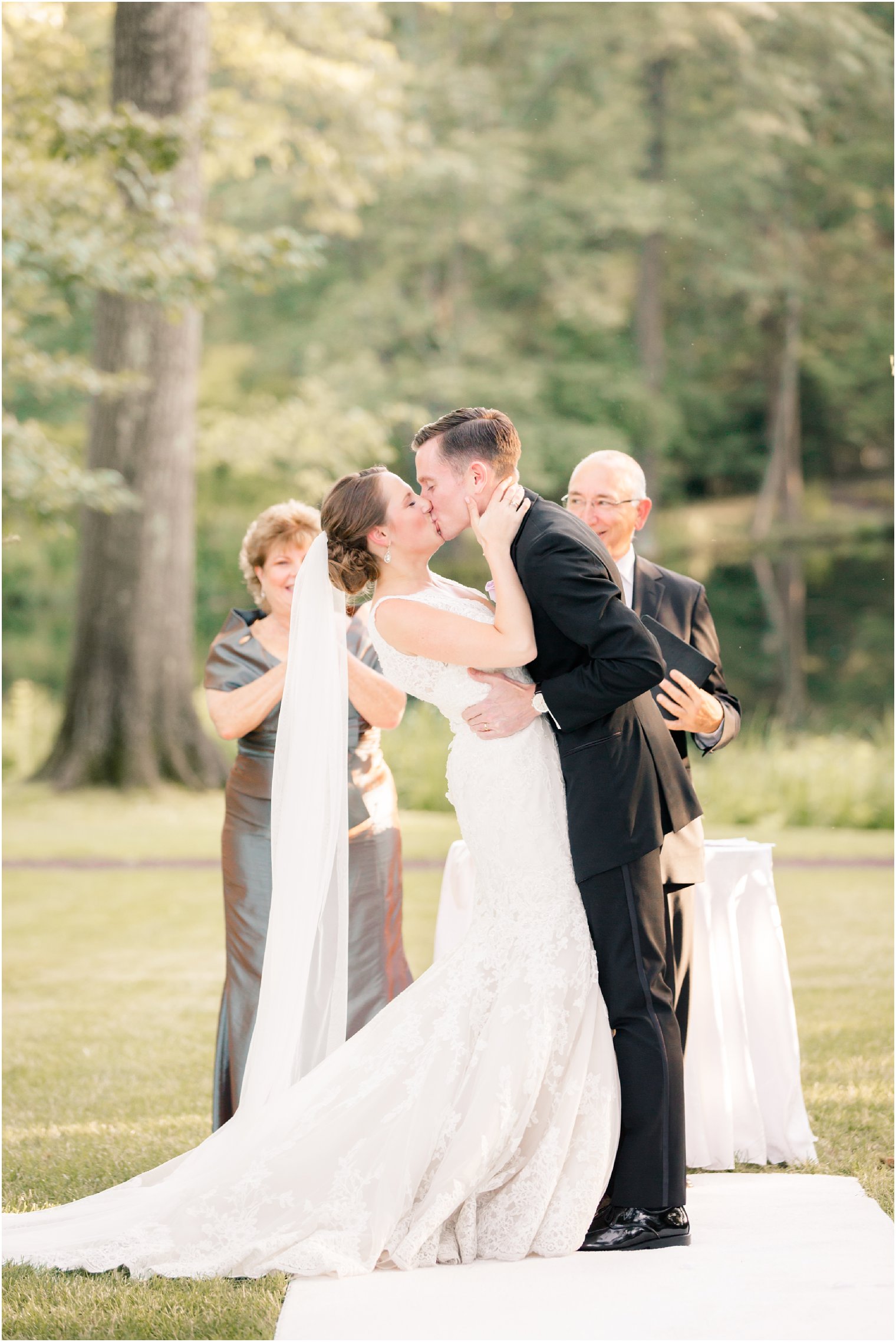 first kiss photo at Pleasantdale Chateau ceremony