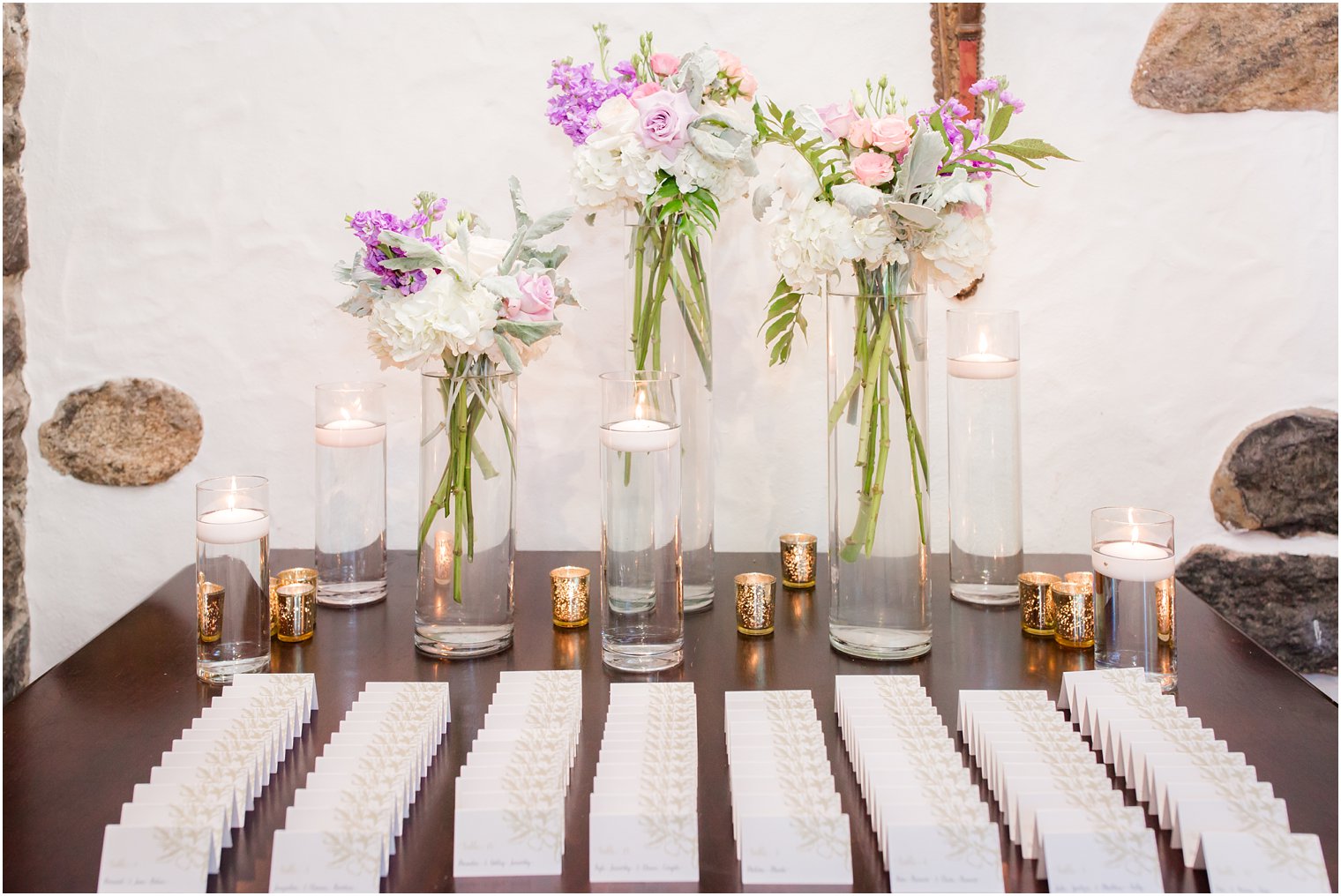 seating cards at Pleasantdale Chateau wedding 