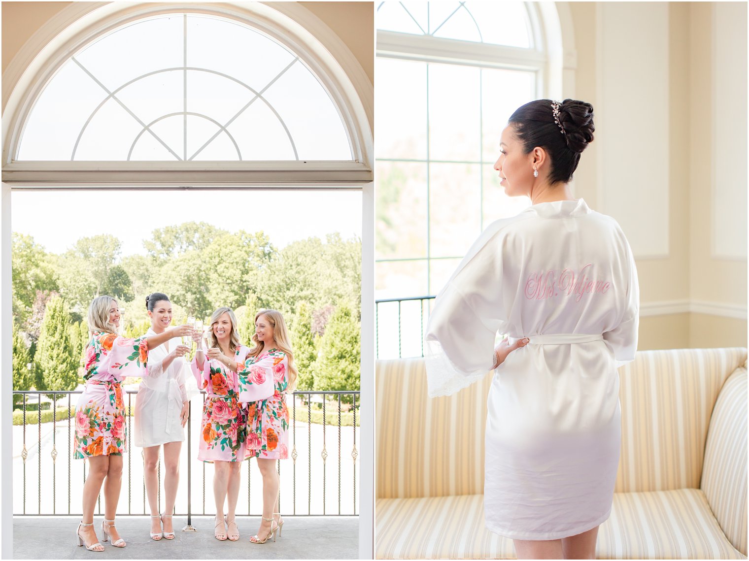 Bride and bridesmaids in custom robes