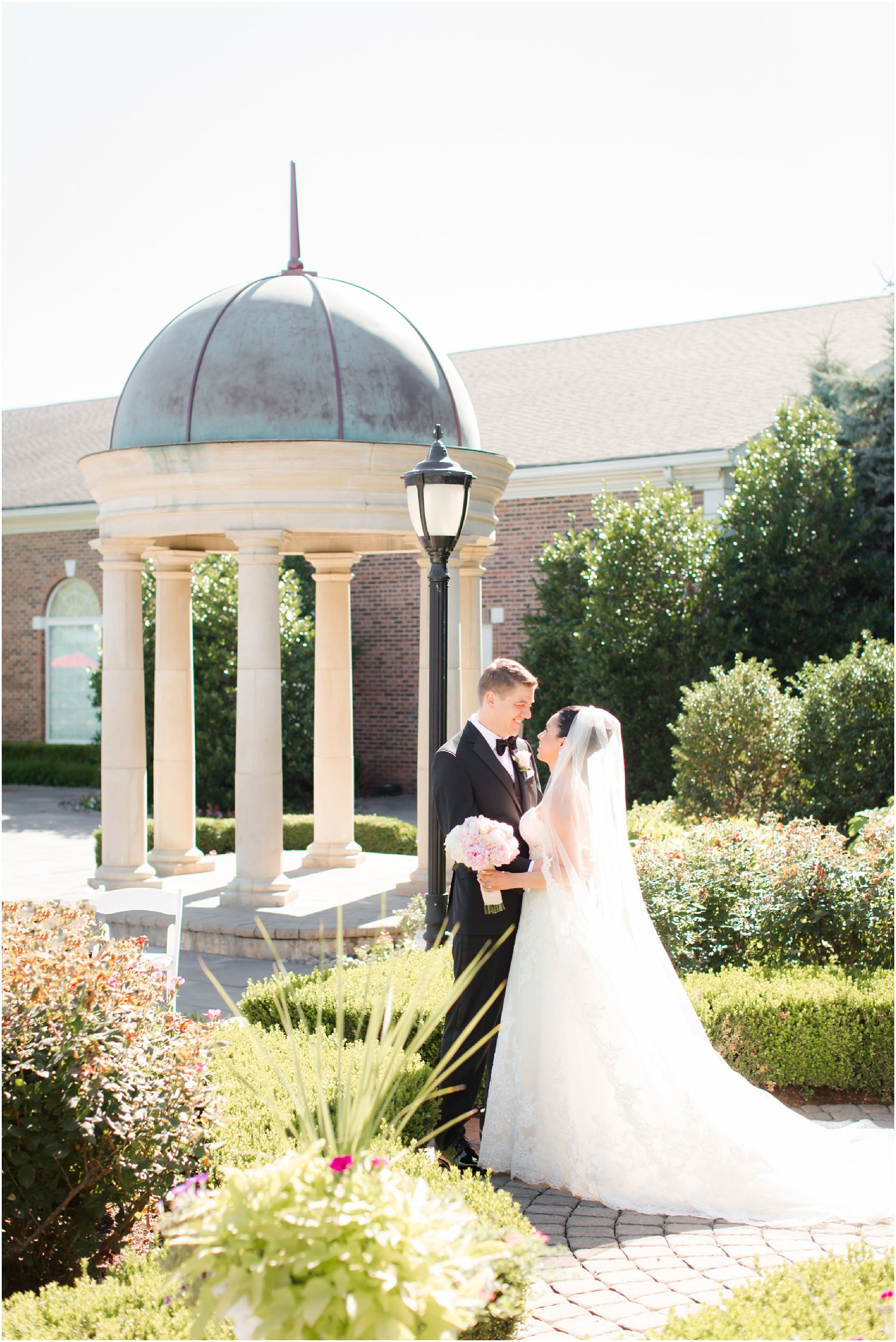 romantic bride and groom photo at Rockleigh Country Club