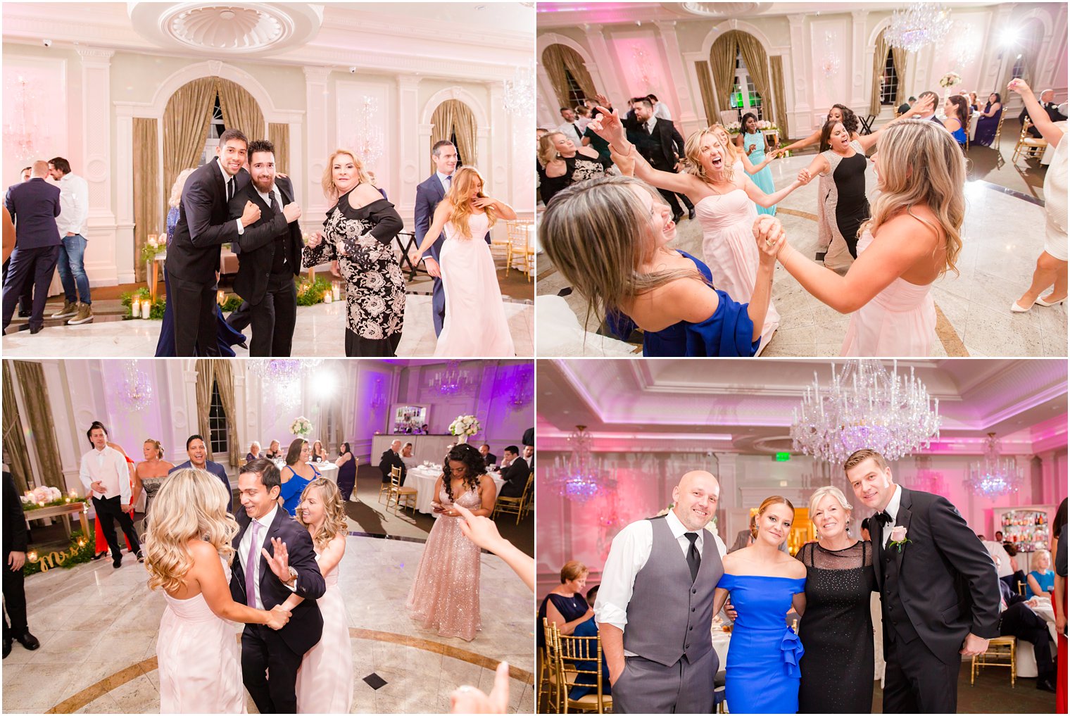 guests dancing at wedding reception at Rockleigh Country Club