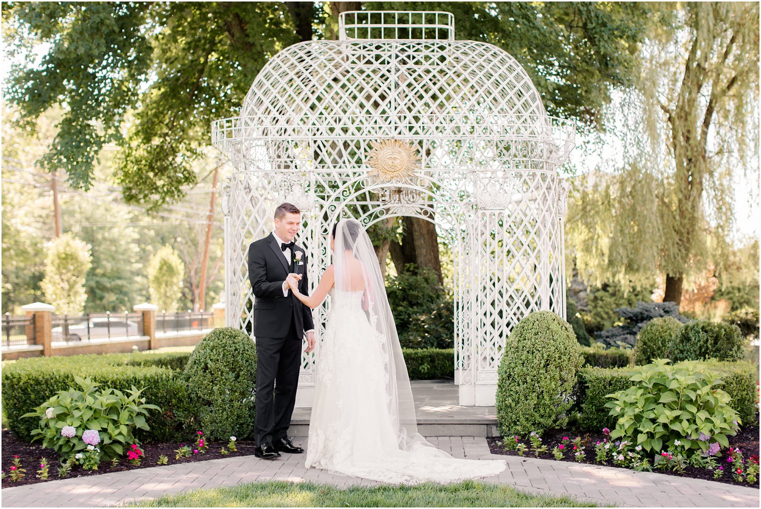 bride and groom's first look 