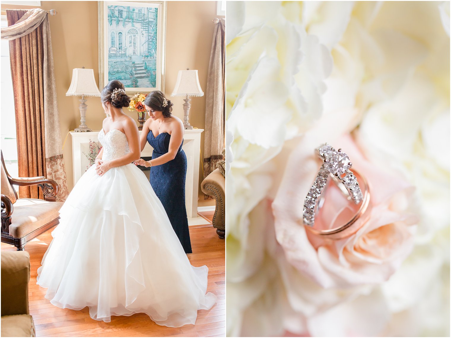 Bride getting ready with her maid of honor