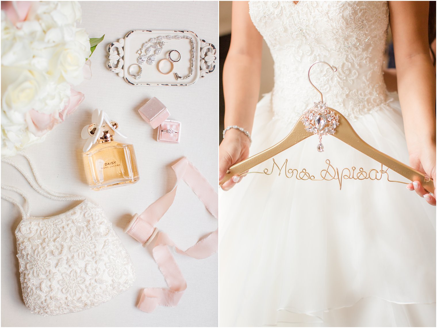 Custom hanger and wedding jewelry