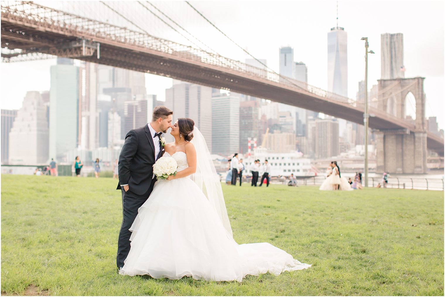 Bride and groom at DUMBO