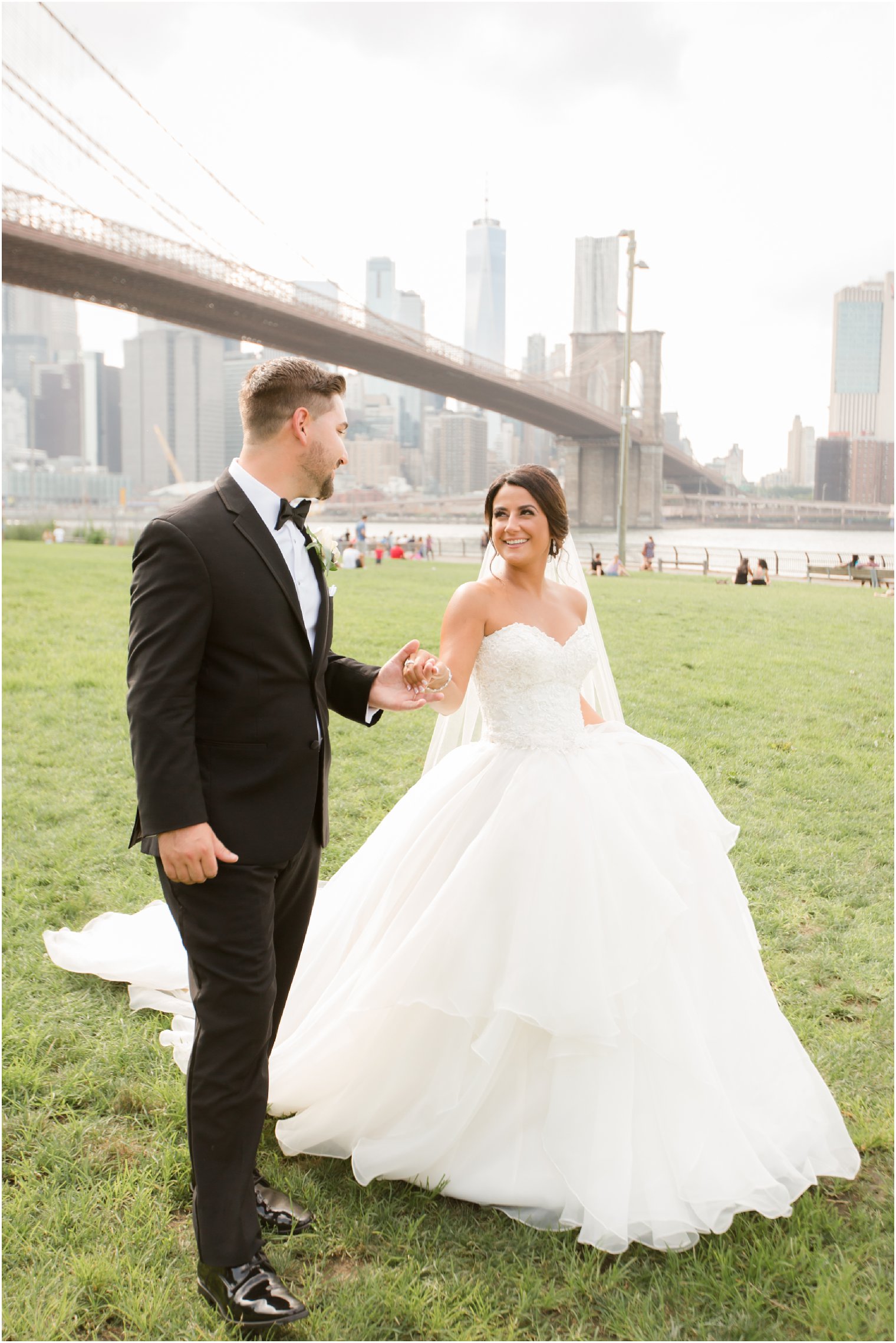 Candid photo of wedding at DUMBO