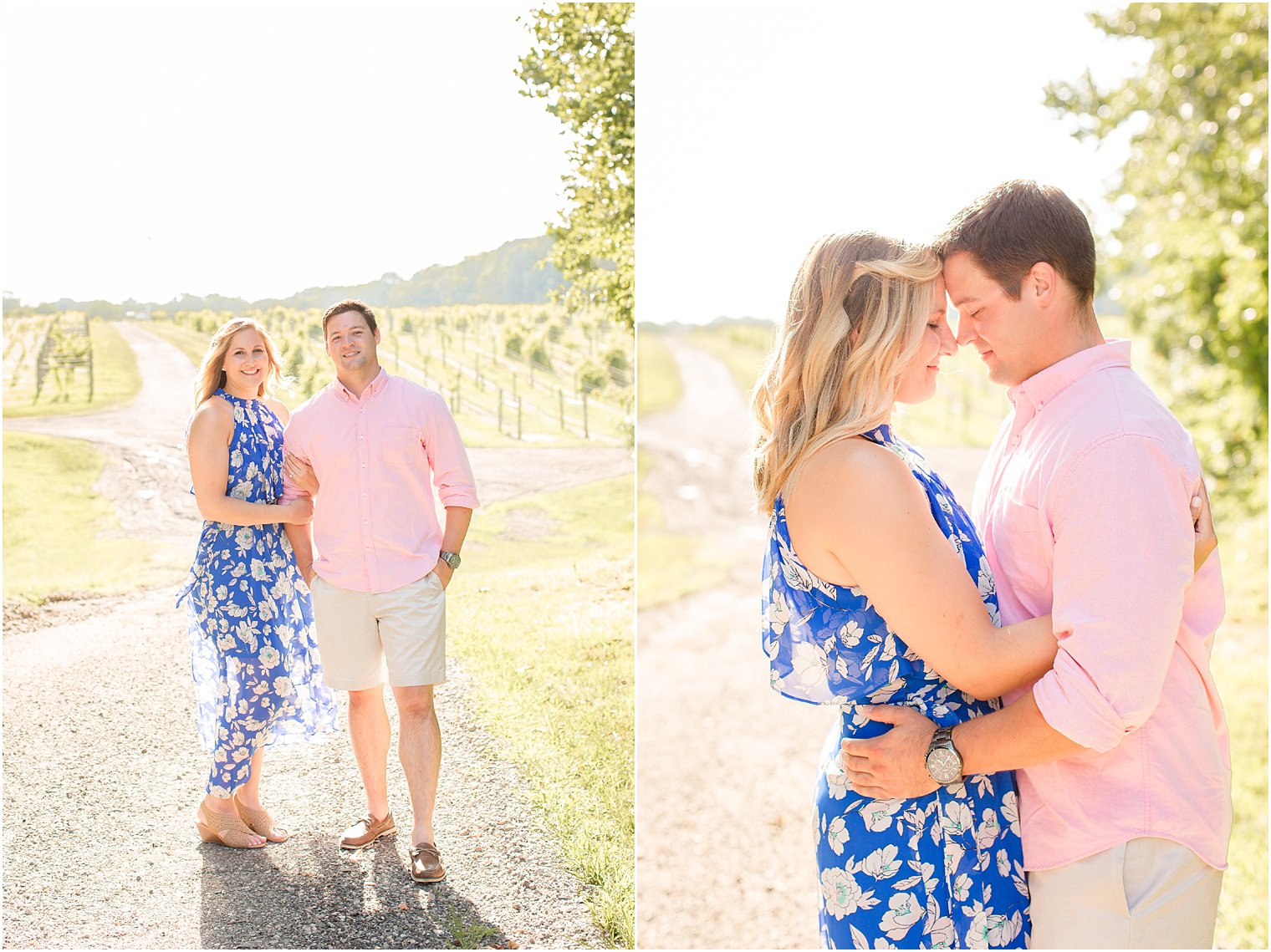 Laurita Winery engagement session pink and blue outfit inspiration
