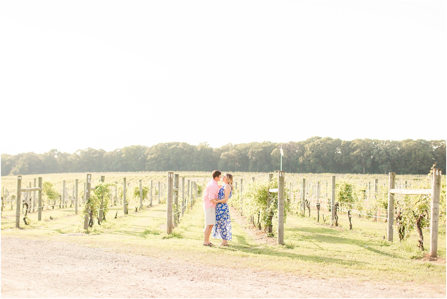 Summer evening engagement session at Laurita Winery in New Egypt NJ