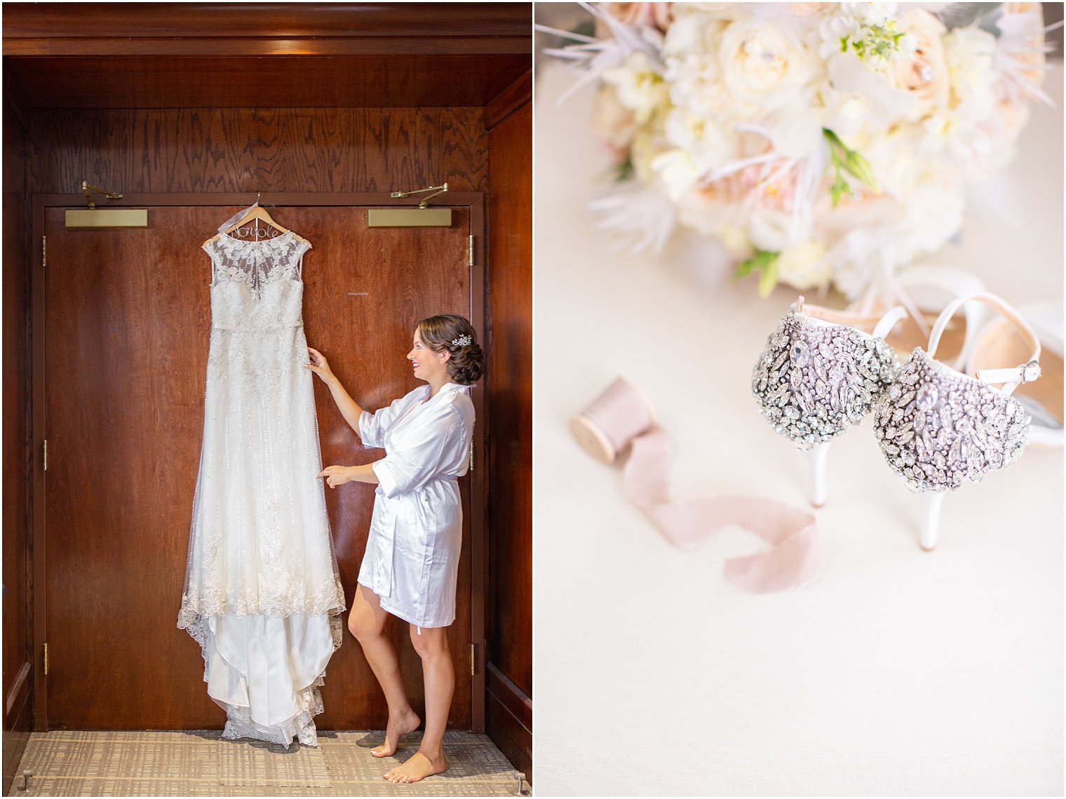 bride with lace wedding gown and shoes photographed by Idalia Photography at Ocean Place Resort and Spa