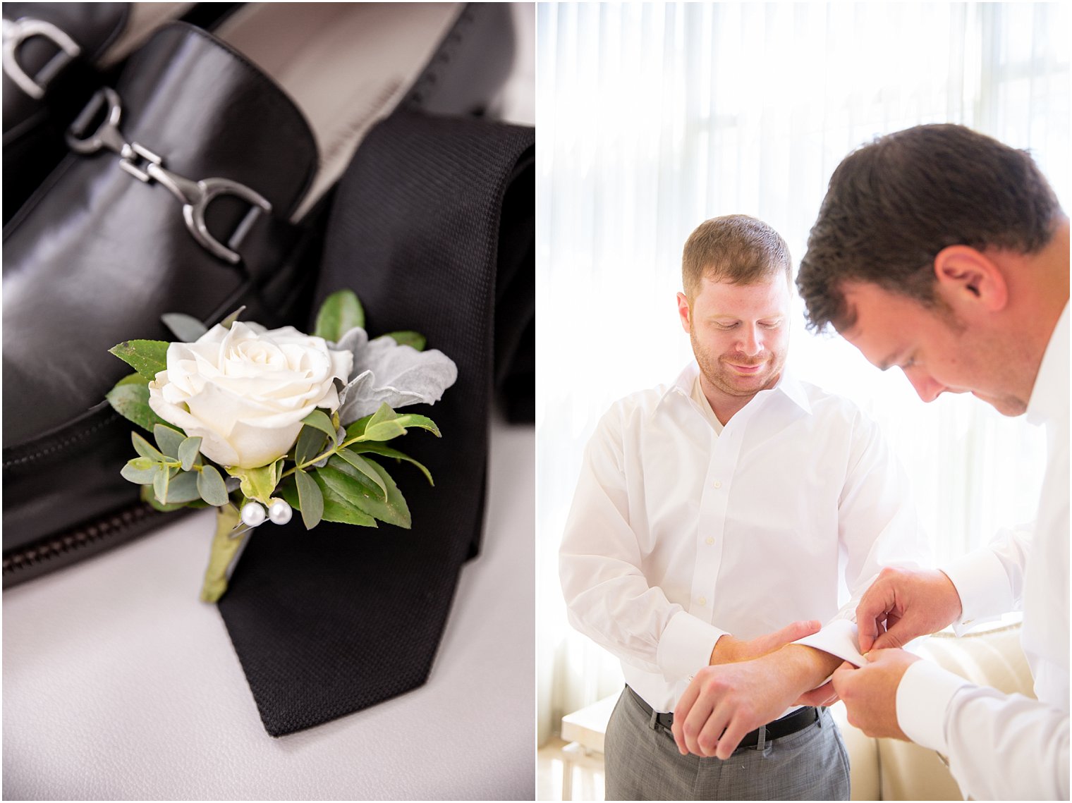 groom getting ready with groomsman photographed by NJ wedding photographer Idalia Photography
