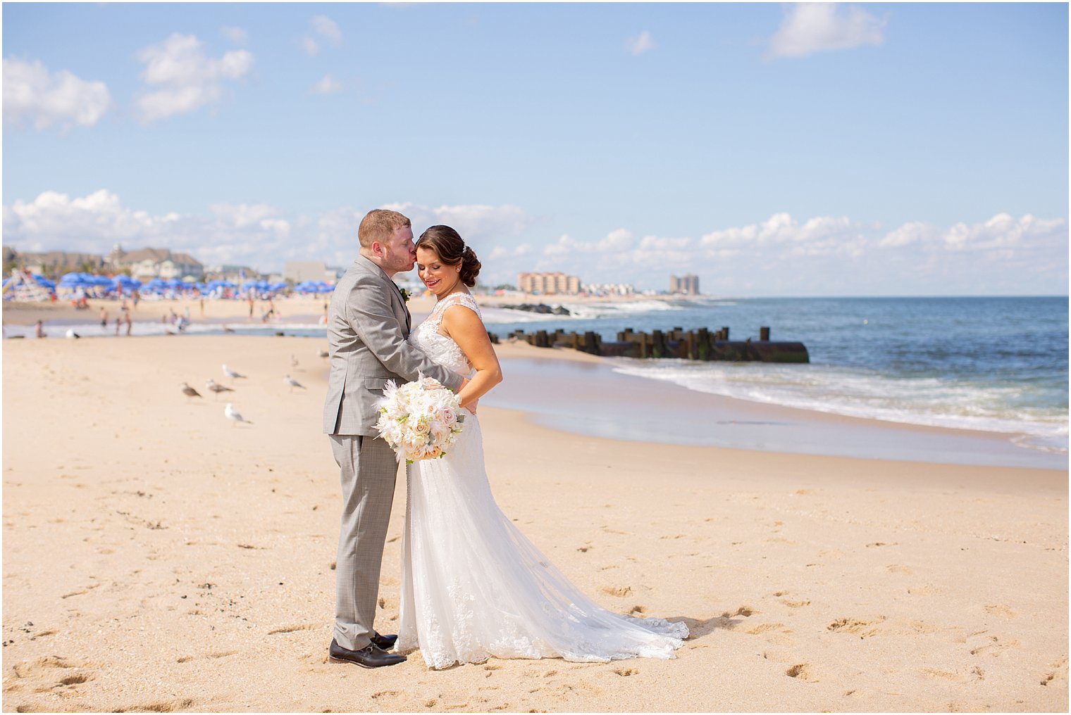 summer wedding portrait on shore at Ocean Place Resort and Spa