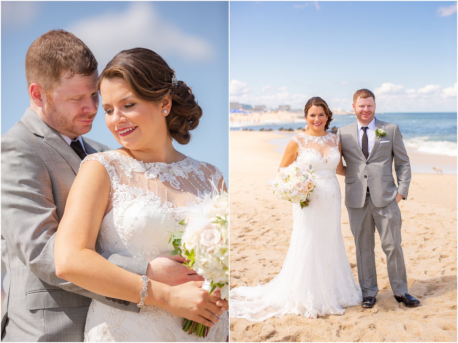 beach wedding portraits by Long Branch NJ wedding photographer Idalia Photography