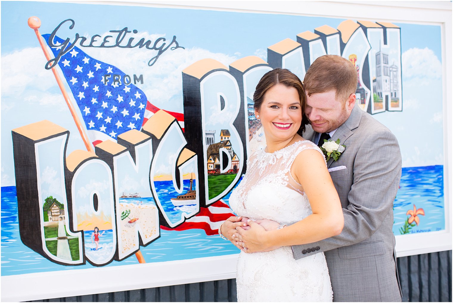 Long Branch NJ bride and groom by postcard
