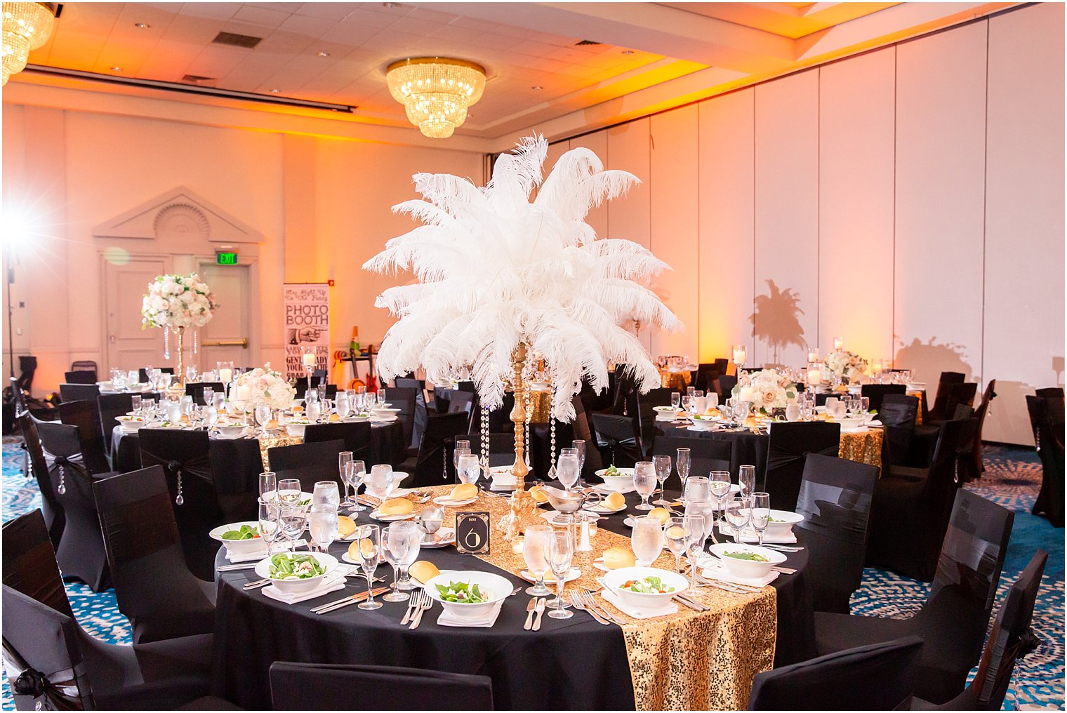 Gatsby inspired wedding centerpieces at Ocean Place Resort and Spa photographed by Idalia Photography