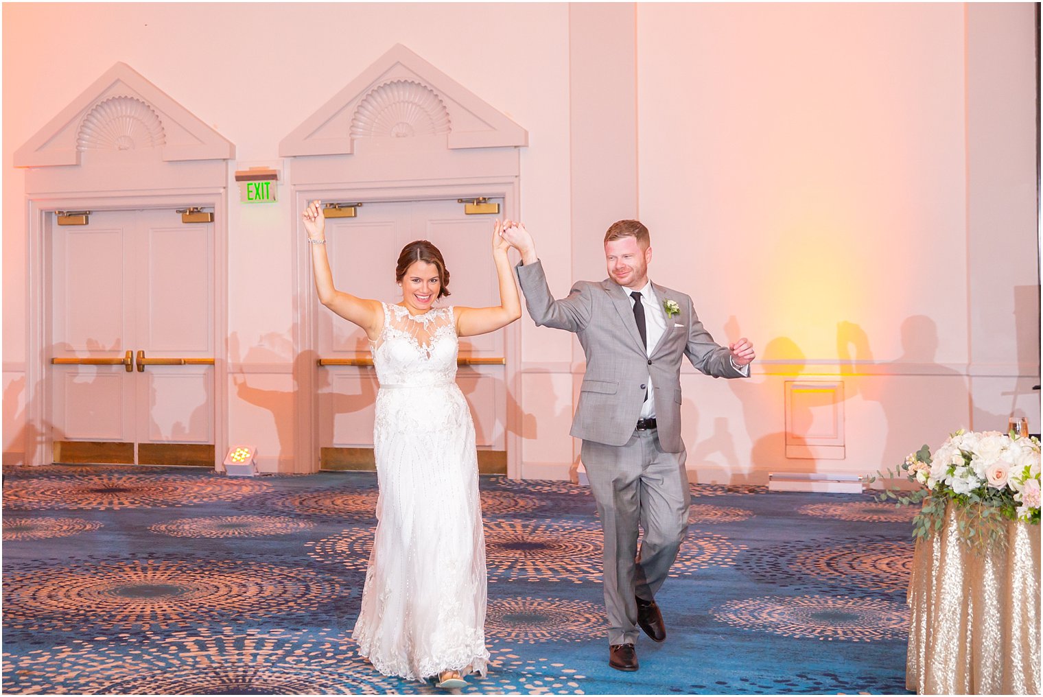 bride and groom enter wedding reception at Ocean Place Resort and Spa