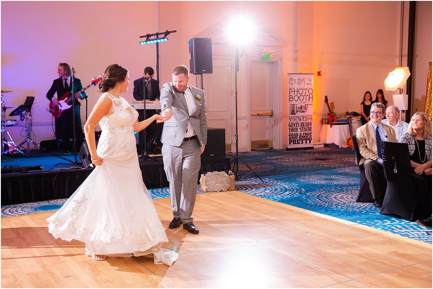 groom dancing with bride during reception at Gatsby inspired wedding