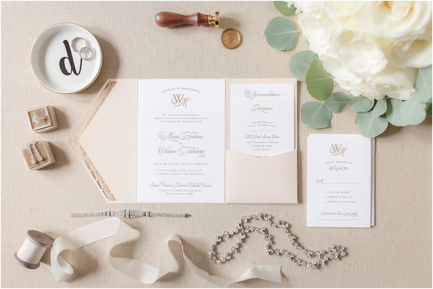 elegant modern gold and ivory wedding suite by La Belle Papeterie