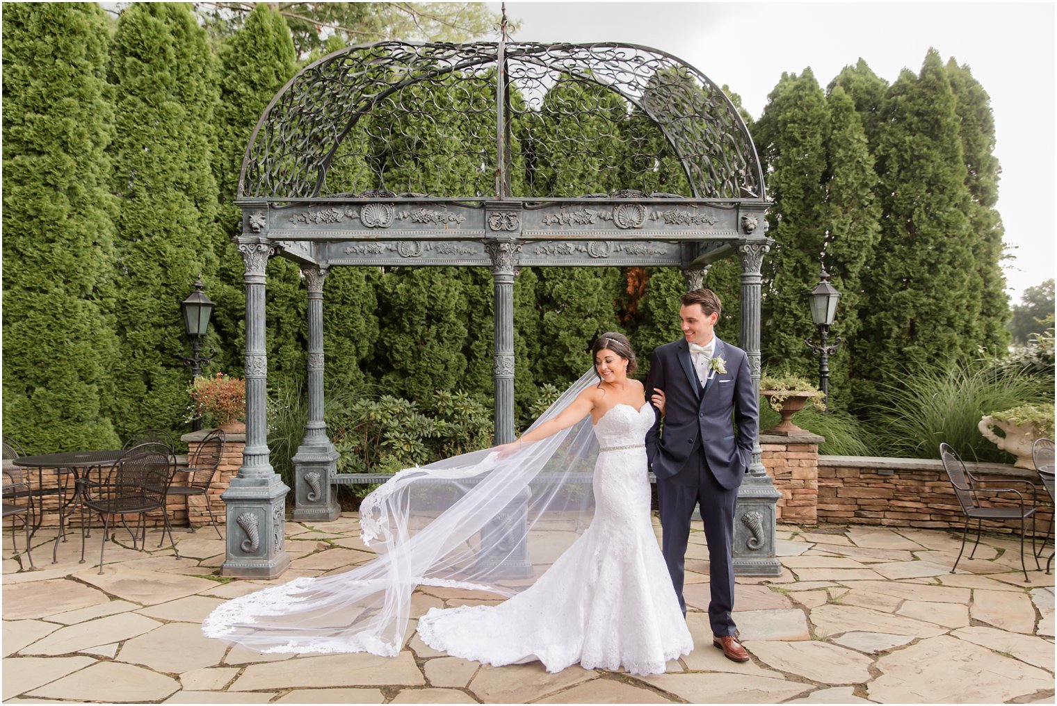 bride with veil and groom photographed at Park Savoy Estate 