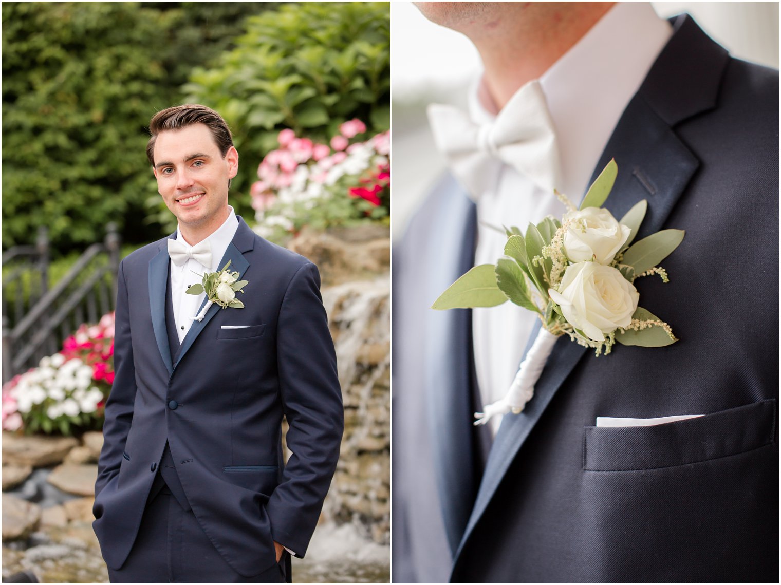 Ivory rose boutonnière details by Crest Florist 