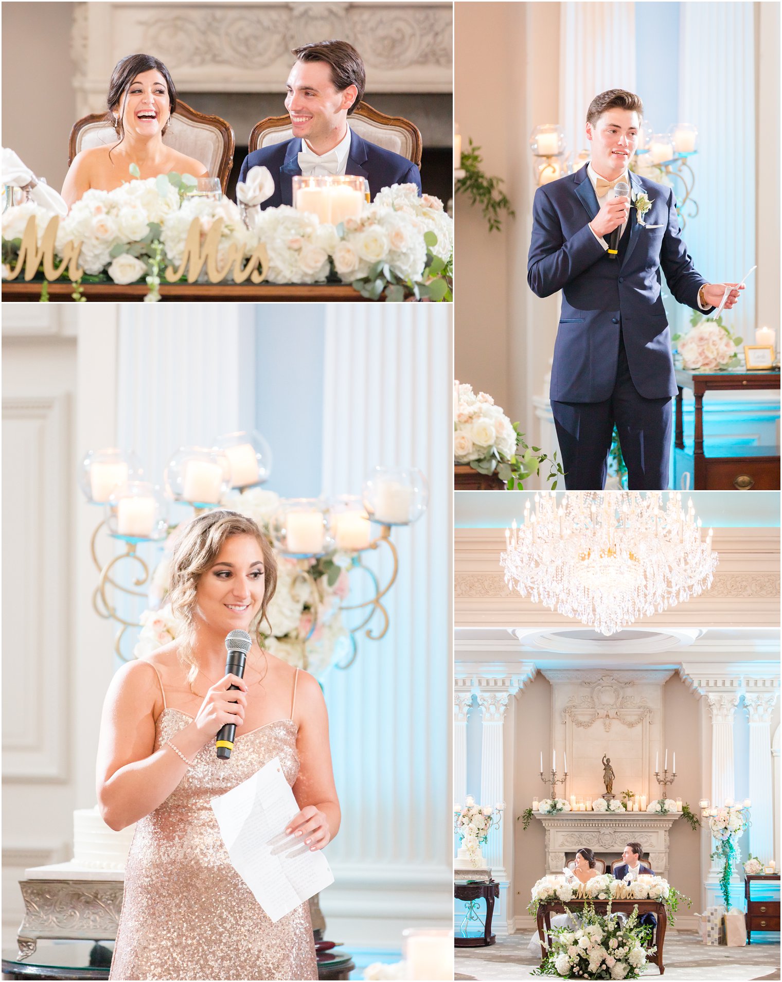 wedding toasts by best man and maid of honor at Park Savoy Estate wedding reception