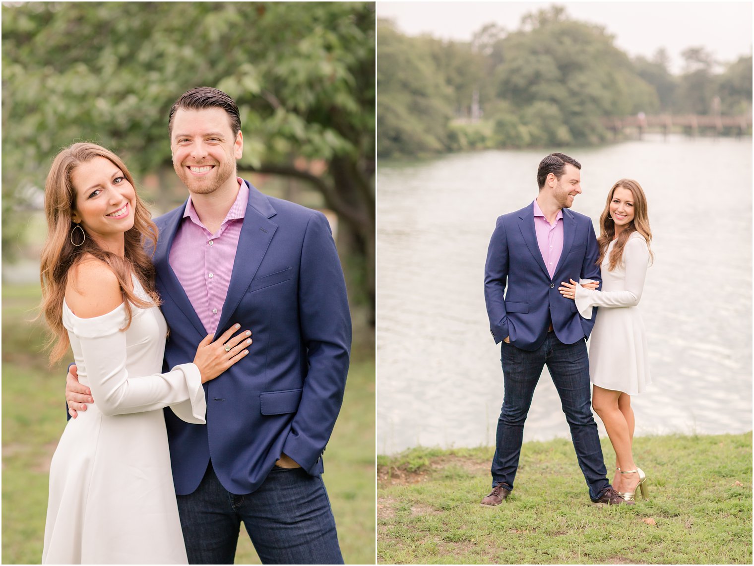 sweet couple smiles during Spring Lake NJ Engagement session by Idalia Photography