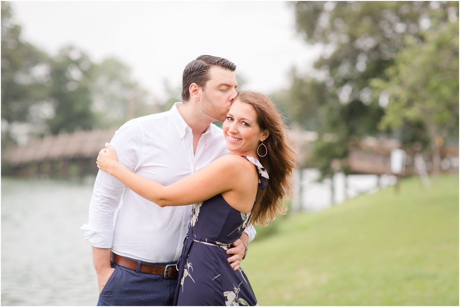 dark blue outfit inspiration for summer engagement session in Spring Lake NJ 