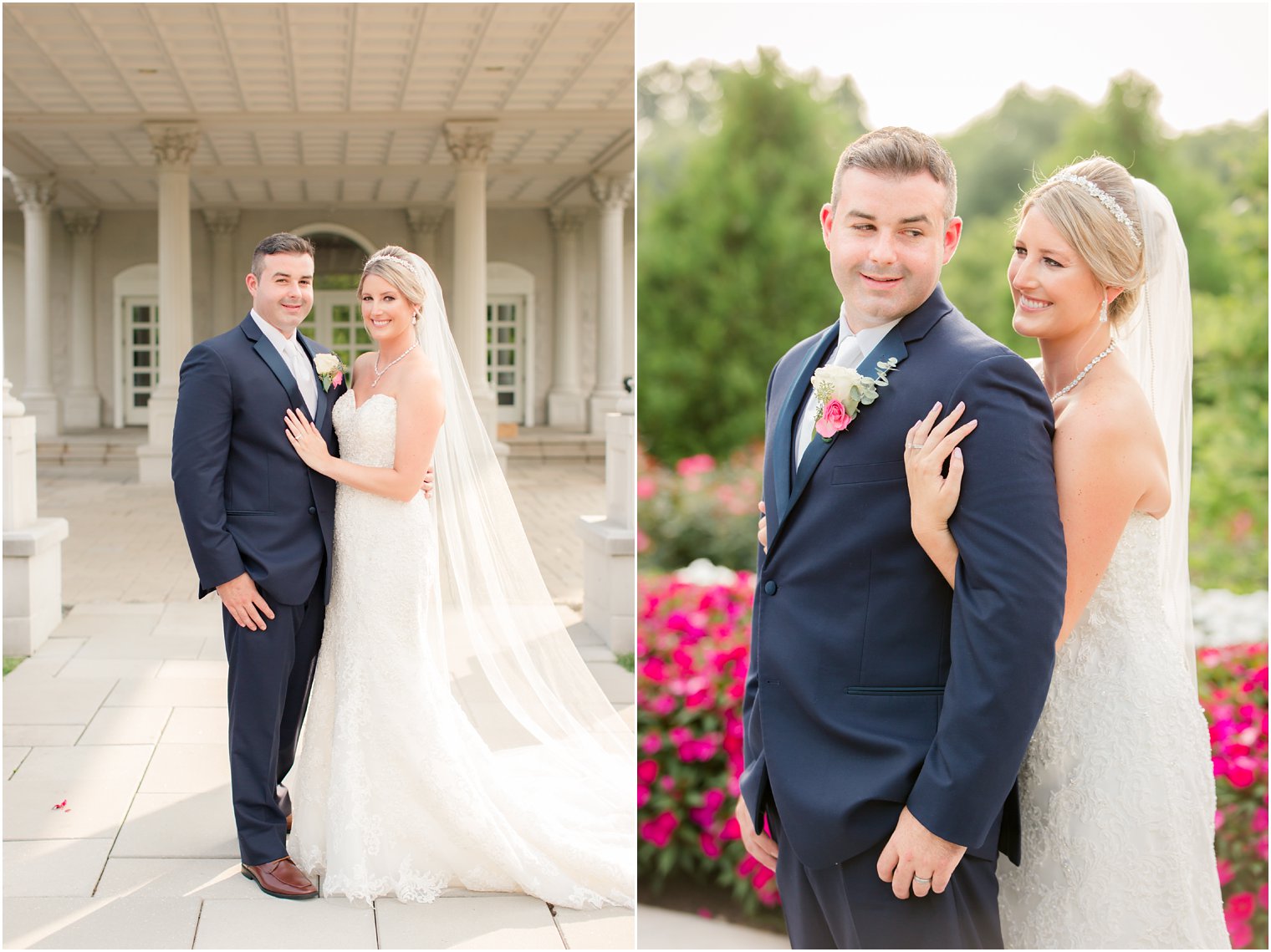 pink and navy wedding portraits at Palace at Somerset Park photographed by Idalia Photography