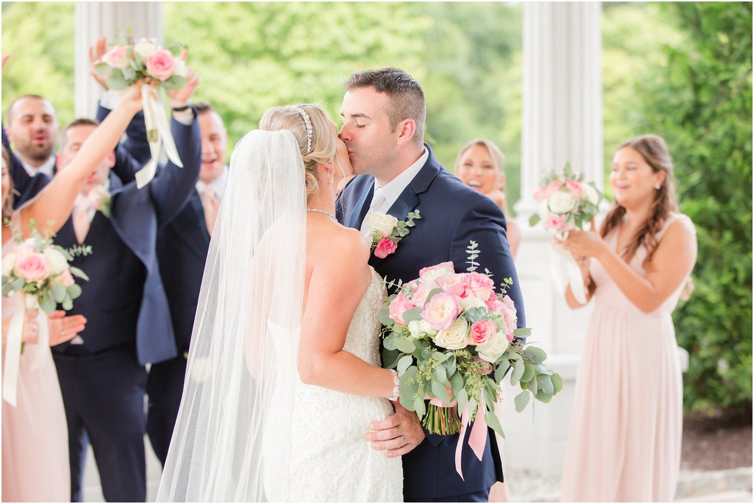 bride and groom kiss at The Palace at Somerset Park