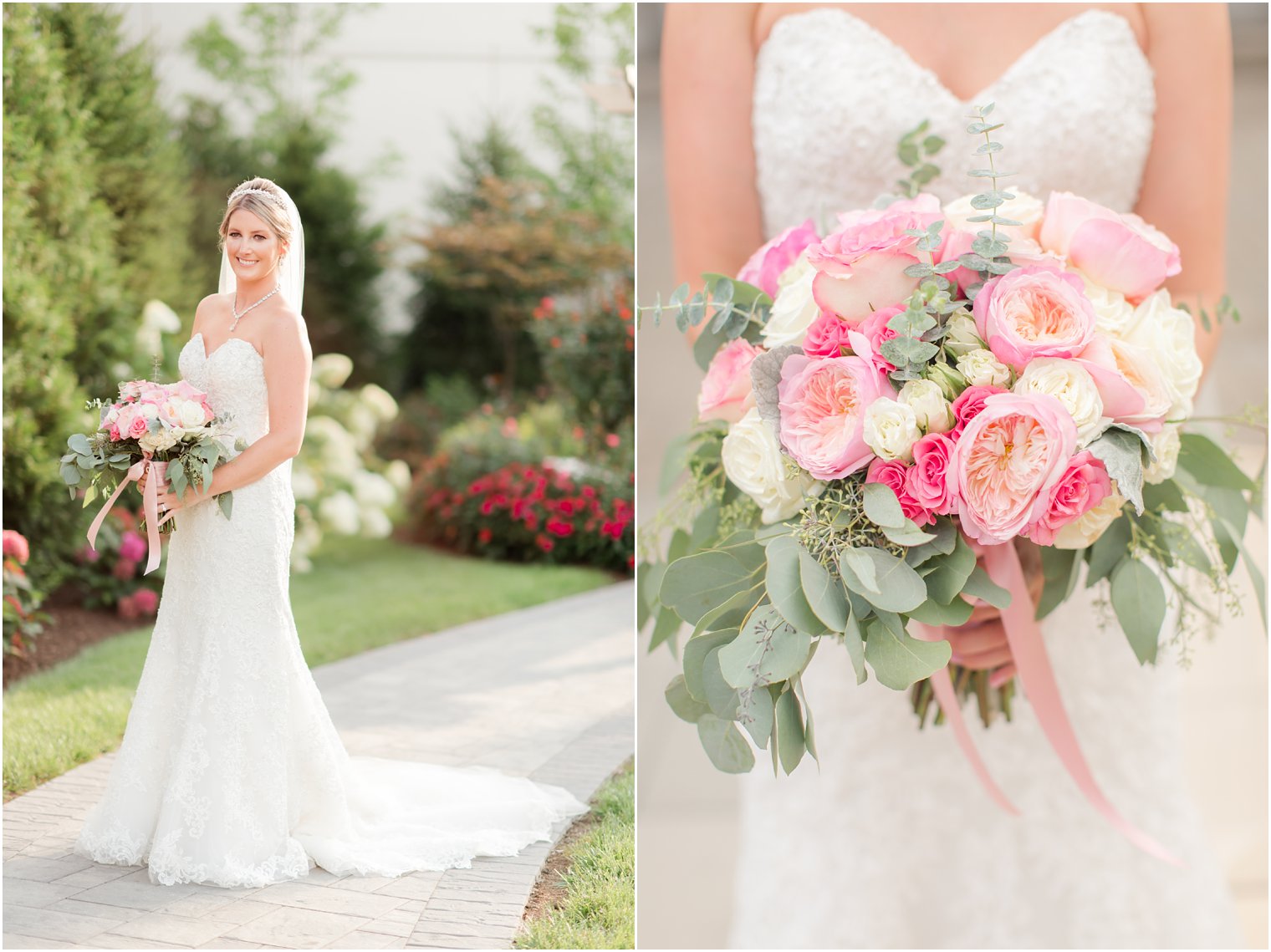summer bridal portraits with bouquet by Ashley's Floral Beauty at the Palace at Somerset Park