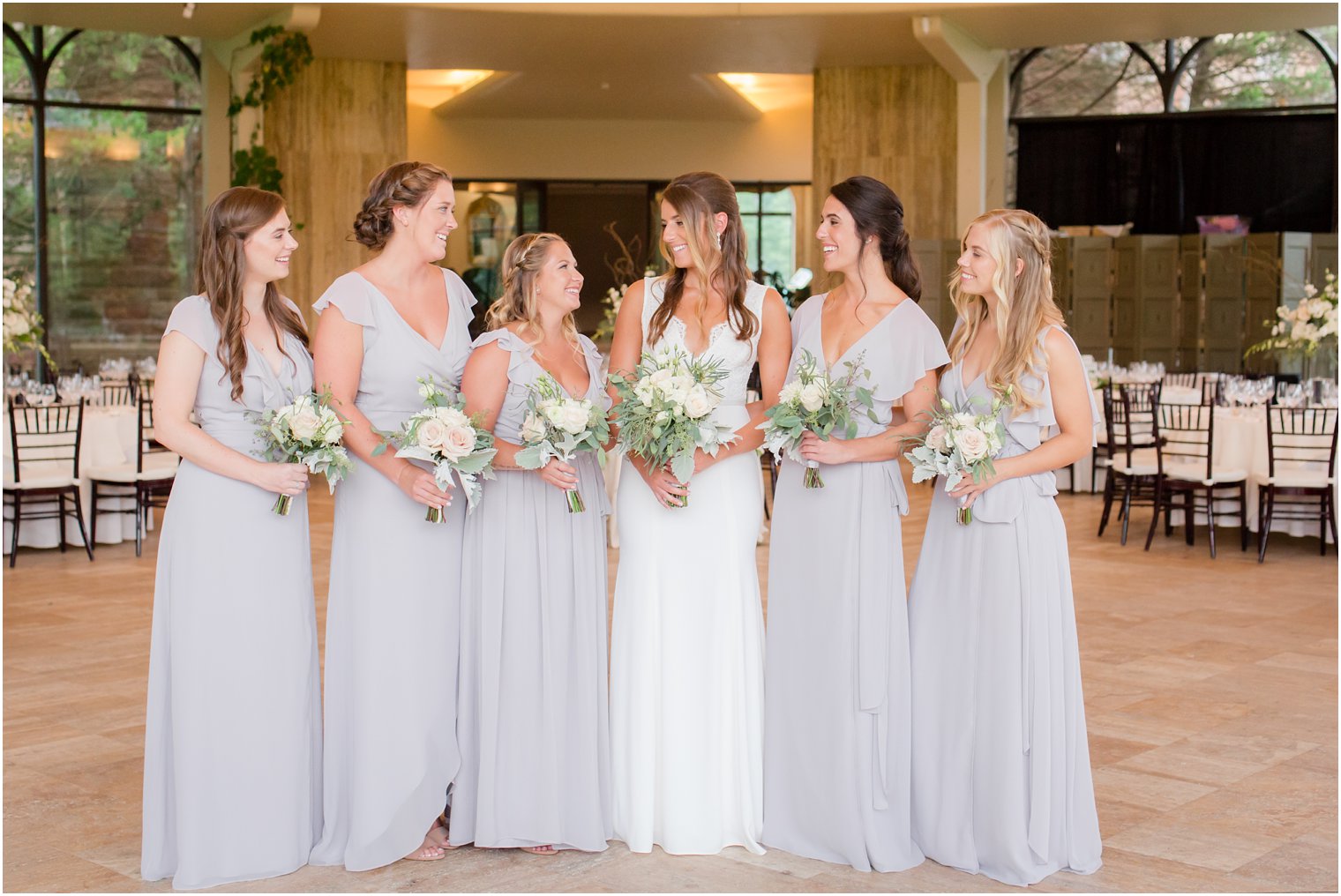 bride with bridesmaids at Jasna Polana NJ wedding