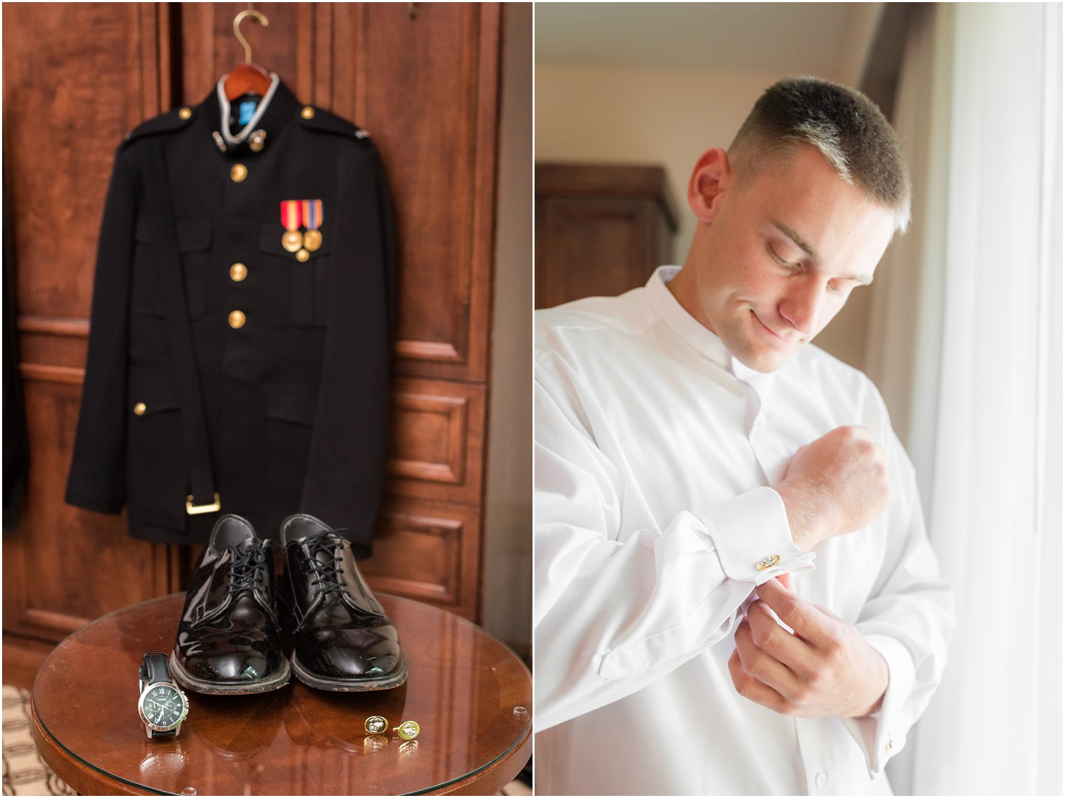 groom getting ready before Jasna Polana NJ wedding