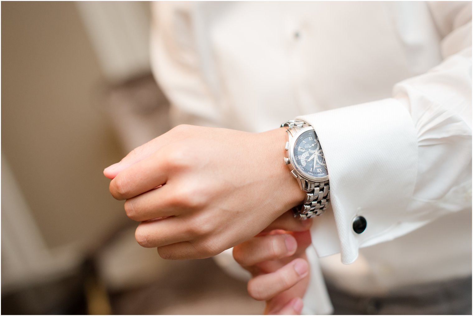 Close up detail shot of groom's watch at The Bethwood NJ wedding 