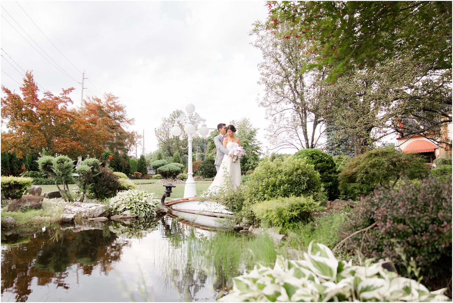 Wedding portrait by the pond at The Bethwood by Idalia Photography