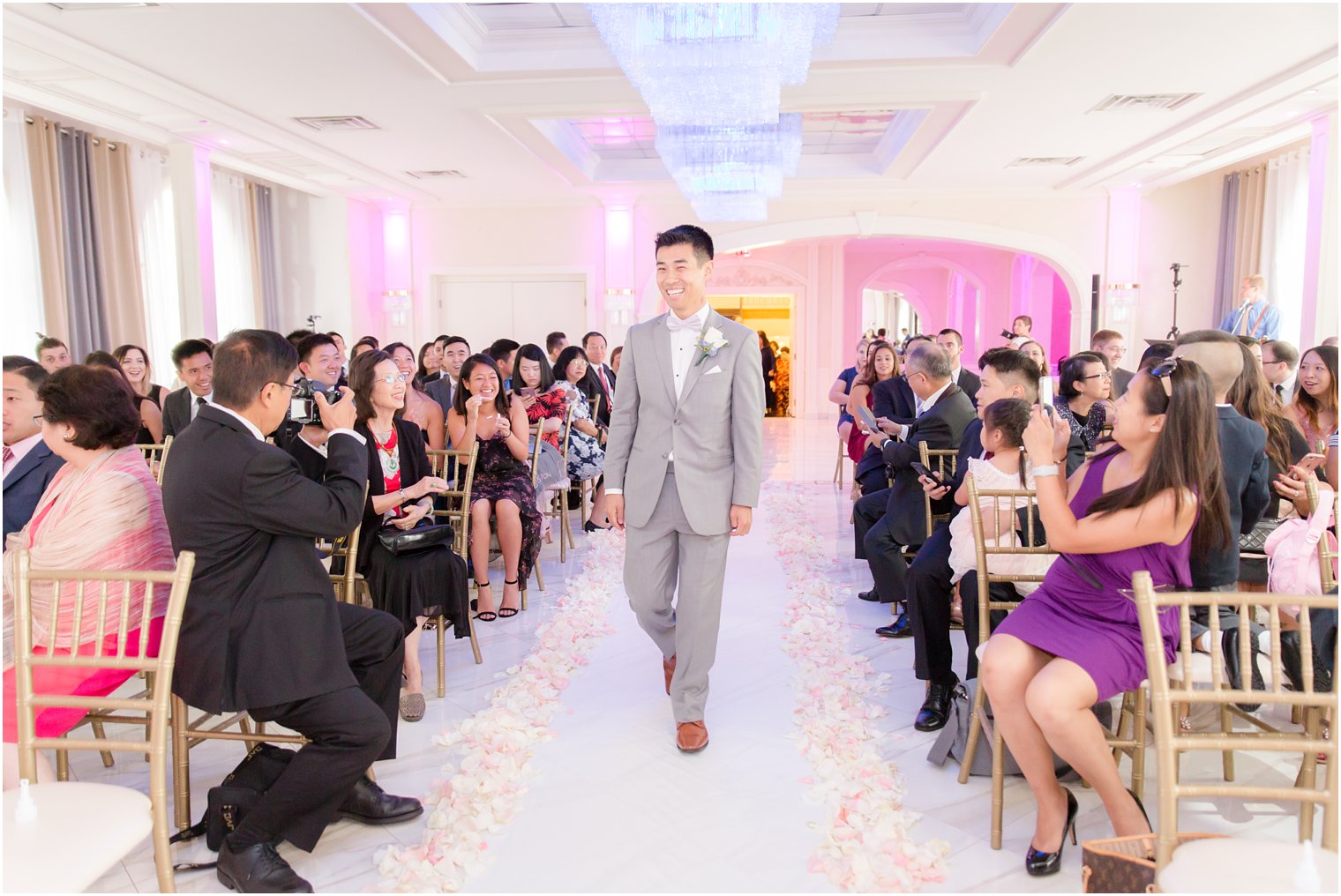 groom walks down aisle for ceremony at The Bethwood